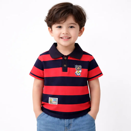 Baby Boy’s Striped Cotton Red T-Shirt (Imported) – 6M to 6Y