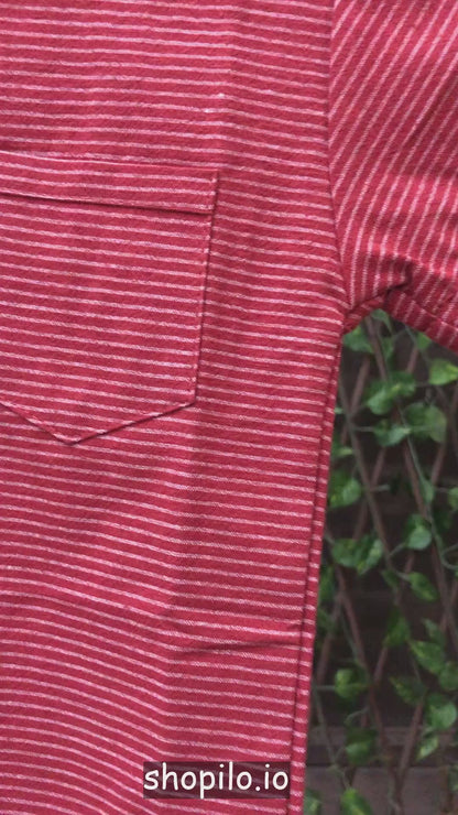 Imported Red Striped T Shirt with Pocket & Collar 1 to 6Y