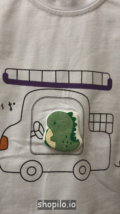 Dinosaur Truck Imported T Shirt Cargo Shorts 1 to 5Y