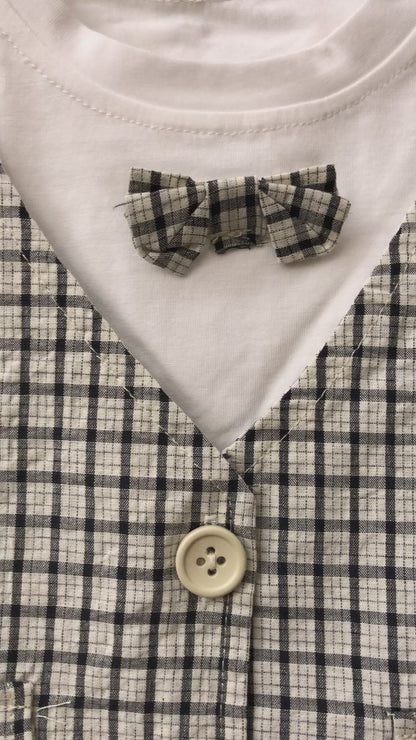 Black White Checkered 2-Pc Outfit Set – Pockets – 1 TO 5Y