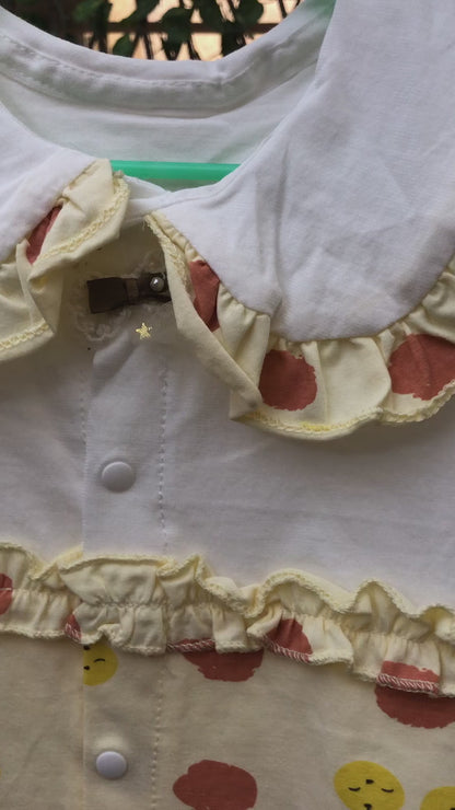 Baby Girl Fruit Print Romper with Peter Pan Collar – 6M TO 3Y