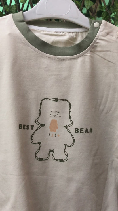 Bear Print T-Shirt & Shorts Set – 2Piece Imported Outfit (Imported) – 12M to 3Y