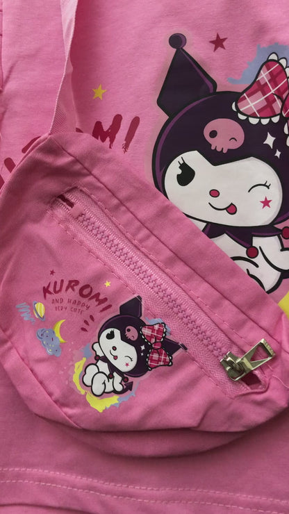 Imported Kuromi Skirt Summer Set & Crossbody Bag 1 to 6Y