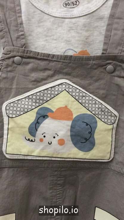 Elephant Print T Shirt and Dungaree 2 Piece Imported 1 to 4Y