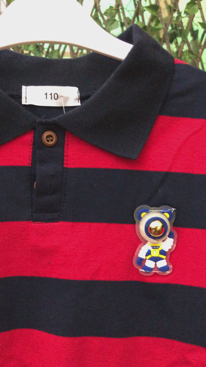 Baby Boy’s Striped Cotton Red T-Shirt (Imported) – 6M to 6Y