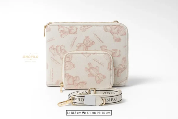 1 Ladies Zip Around Wallet Comes with Long Strap Mini Pocket Size Wallet standing view front image