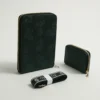 1. Ladies Zip Around Wallet Comes with Long Strap Mini Pocket Size Wallet three parts black color