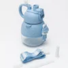 1000 ml - High Quality Imported Kids School Water Bottle - Straw, Extension & Strap – Leakproof, BPA light blue color with accessories