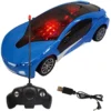 Limit Spray & Smoke Function Rechargeable Remote Control High Speed 3D Famous Car With Lights And Left Right Turn Option blue