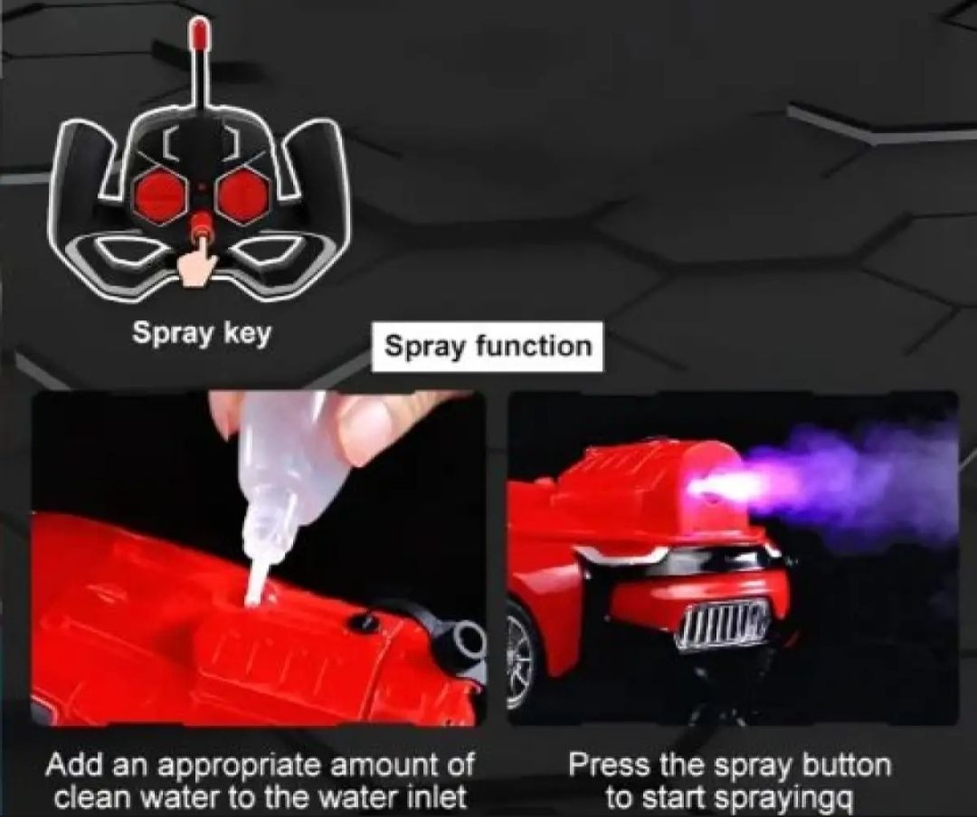 Limit Spray & Smoke Function Rechargeable Remote Control High Speed 3D Famous Car With Lights And Left Right Turn Option blue function