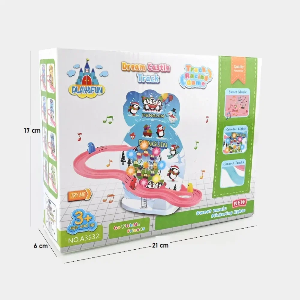 Penguin Staircase Toy – Electric Sliding Track Dream Castle Playset for Kids