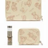 final 1 Ladies Zip Around Wallet Comes with Long Strap Mini Pocket Size Wallet standing view front image beige color