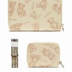 final 1 Ladies Zip Around Wallet Comes with Long Strap Mini Pocket Size Wallet standing view front image beige color