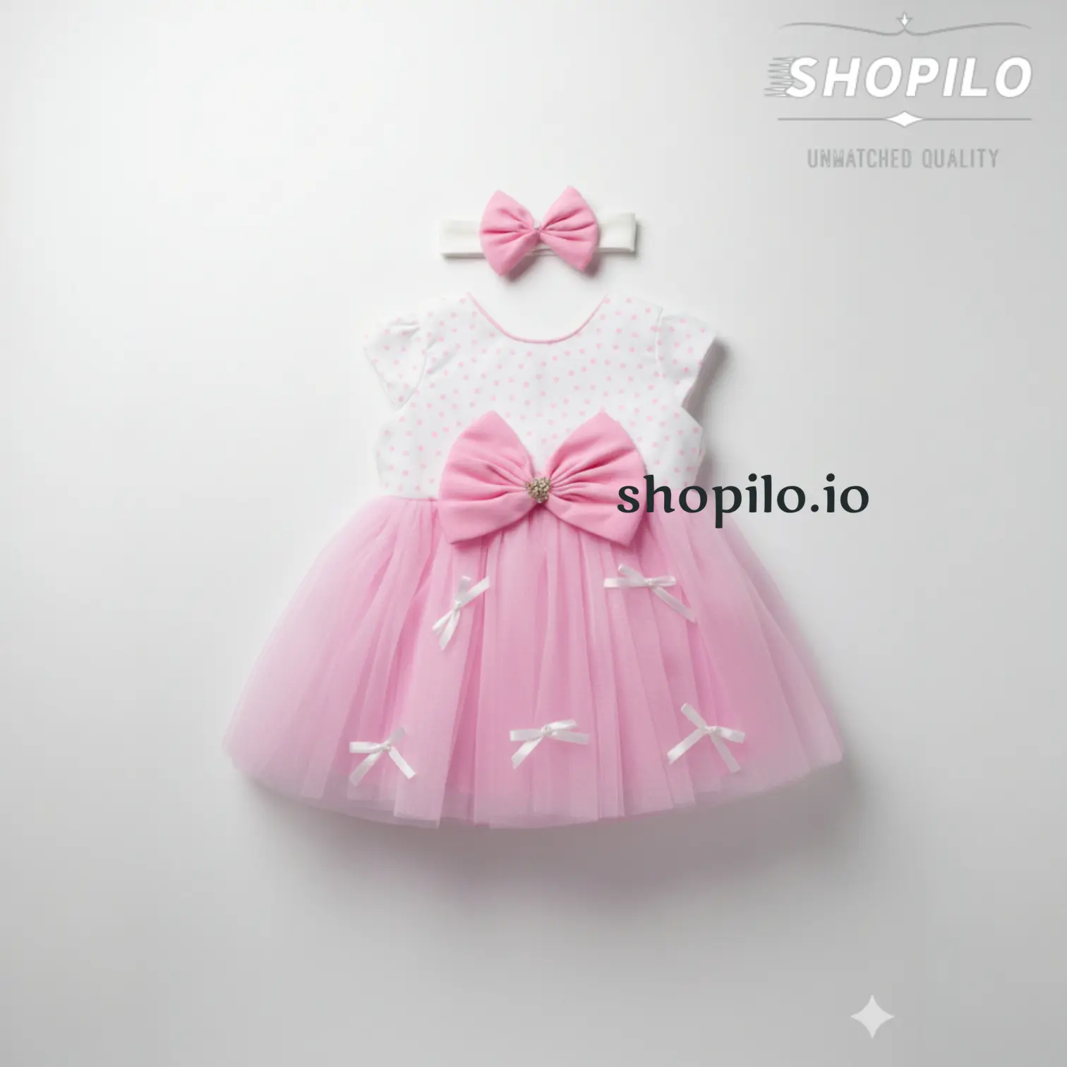 1 Baby Girl Pink Party Dress Newborn to Infant Gift Box 5 pieces 1 size only frock view (1)