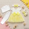 1 Baby Girl Yellow Party Dress Newborn to Infant Gift Box 5 pieces 2 sizes avialable - Copy