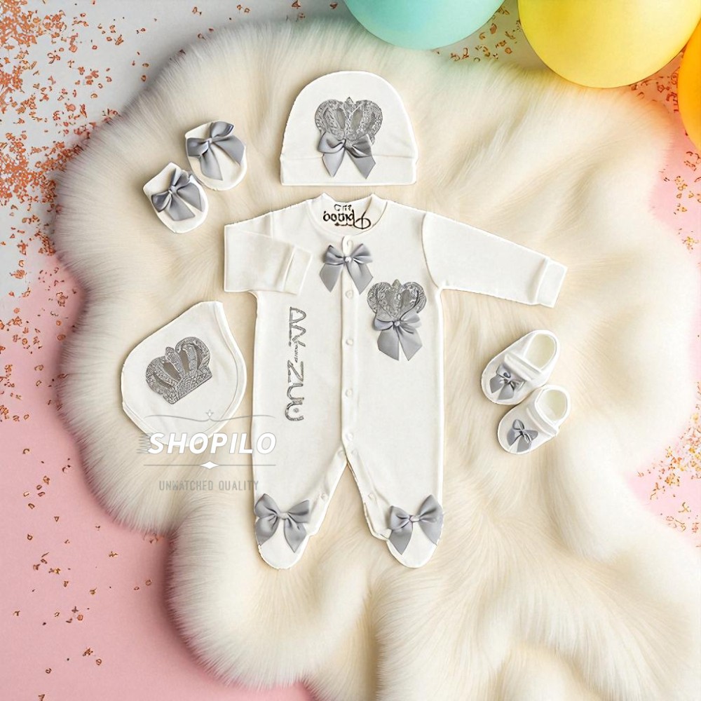 1 Newborn Baby Boy Gift Set LS 5 Piece Prince Outfit – Turkish Style full set main featured image