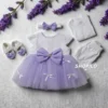 1 Newborn Gift Box – Baby Girl Light Purple Party Dress front image