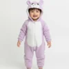 2 MICHLEY Flannel Baby Jumpsuit – Double Zipper Cute Animal Romper for Girls, Autumn & Winter Outfit how it looks