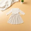 3 Adorable Cotton Blend Frock & Party Dress for Girls – Knee Length - 4 Sizes Beige backside