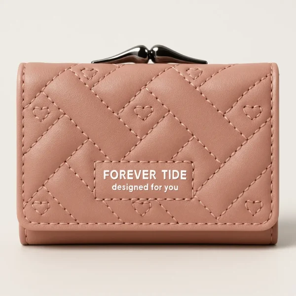 3 Cute & Stylish Mini Wallet for Women - Trifold - Multi Cards Holder, Cash Section, Keys beige color