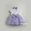 3 Newborn Gift Box – Baby Girl Light Purple Party Dress frock closer view