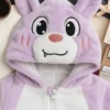 3 character closeup MICHLEY Flannel Baby Jumpsuit – Double Zipper Cute Animal Romper for Girls, Autumn & Winter Outfit