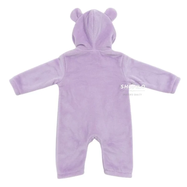 4 MICHLEY Flannel Baby Jumpsuit – Double Zipper Cute Animal Romper for Girls, Autumn & Winter Outfit backside