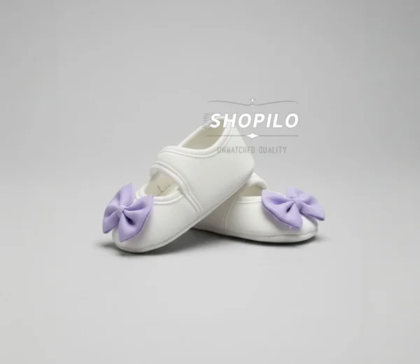 4 Newborn Gift Box – Baby Girl Light Purple Party Dress shoe pair closeup