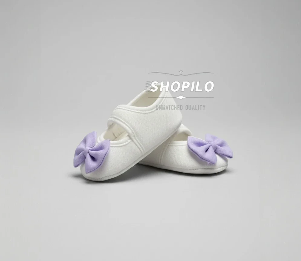 4 Newborn Gift Box – Baby Girl Light Purple Party Dress shoe pair closeup