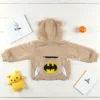 Adorable Flannel Baby Jacket with Hood & Ears – Batman Logo for Boys & Girls backside view