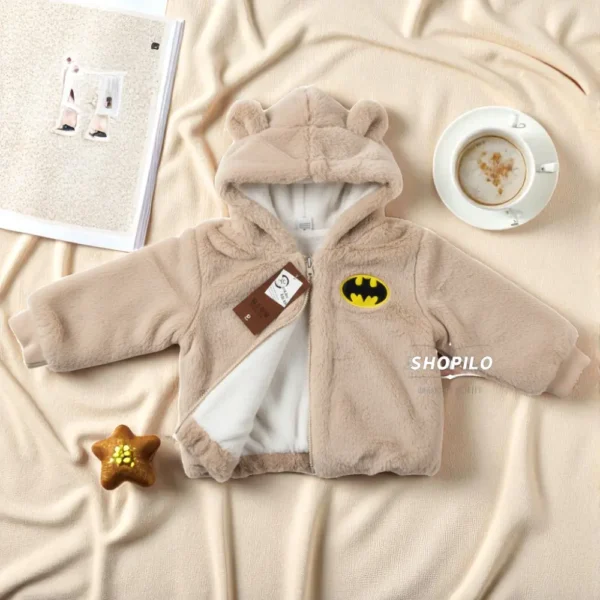 Adorable Flannel Baby Jacket with Hood & Ears – Batman Logo for Boys & Girls featured image