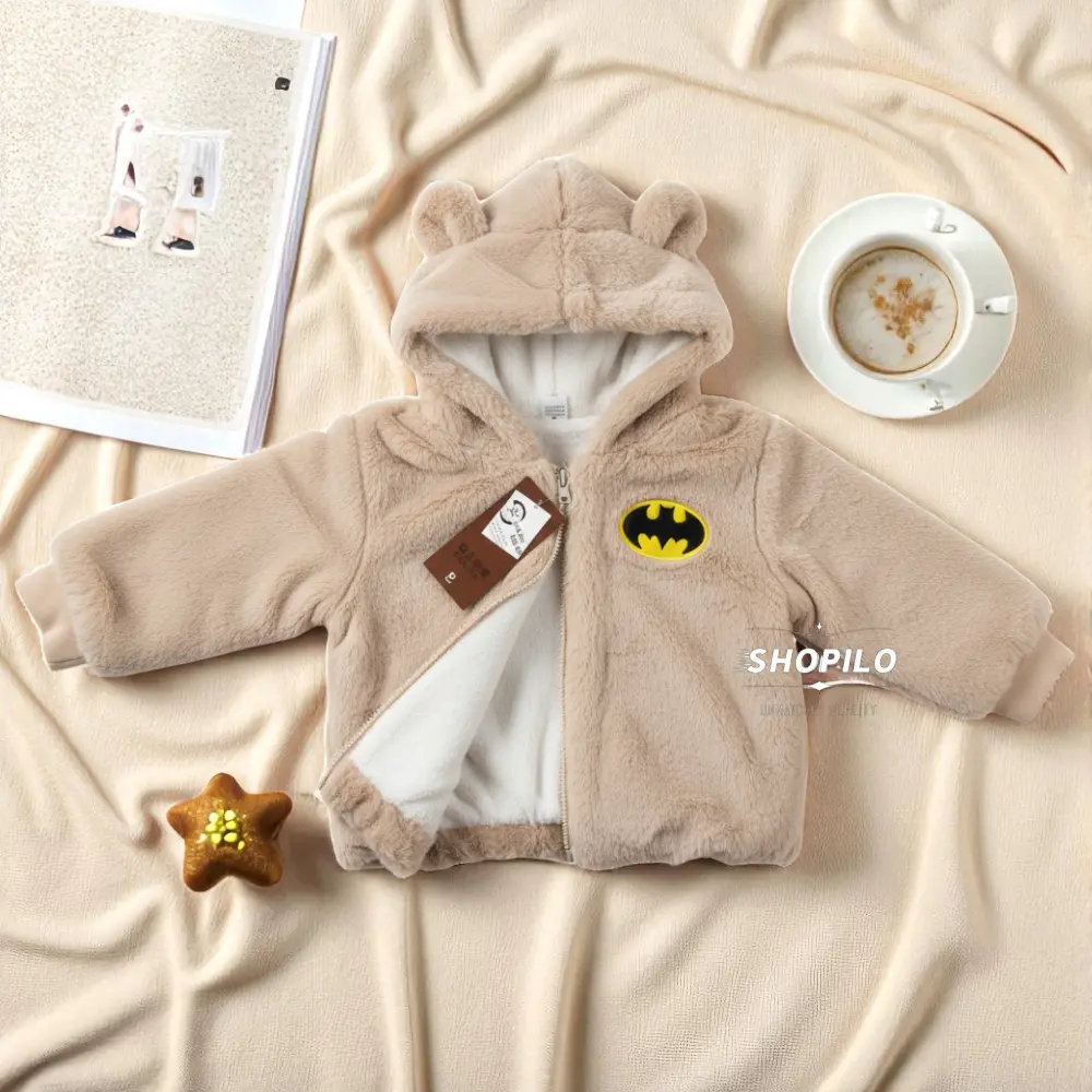 Adorable Flannel Baby Jacket with Hood & Ears – Batman Logo for Boys & Girls featured image