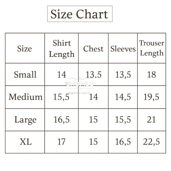 Adorable Imported Tracksuit Set – Lion Cub Theme - 4-Piece size chart