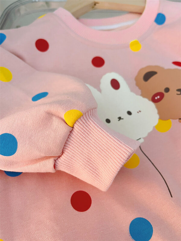Autumn Korean Girls Polka Dot Sweat Shirt & Denim Jeans Set – Cotton Top Outfit coughs