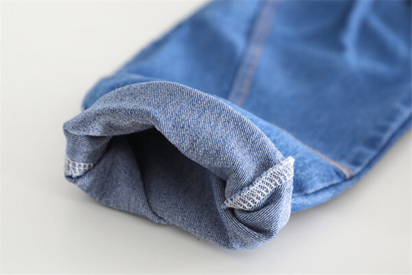 Autumn Korean Girls Polka Dot Sweat Shirt & Denim Jeans Set – Cotton Top Outfit inner side pants