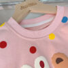 Autumn Korean Girls Polka Dot Sweat Shirt & Denim Jeans Set – Cotton Top Outfit neck