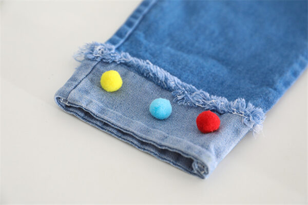 Autumn Korean Girls Polka Dot Sweat Shirt & Denim Jeans Set – Cotton Top Outfit pants