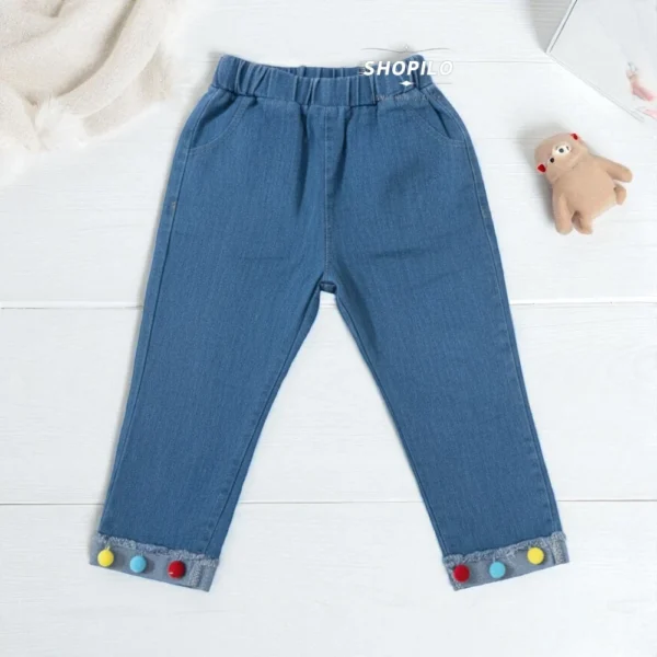 Autumn Korean Girls Polka Dot Sweat Shirt & Denim Jeans Set – Cotton Top Outfit pants