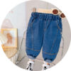 Autumn Korean Girls Polka Dot Sweat Shirt & Denim Jeans Set – Cotton Top Outfit pants view