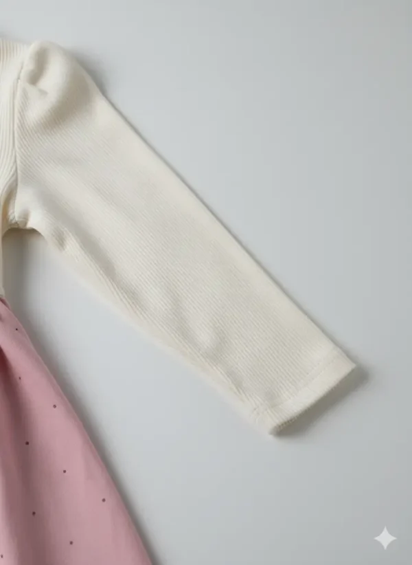 Hone Baby Smile Frock for Girls – Adorable Pink Party Dress, Knee Length, Cotton Blend Outfit arm view