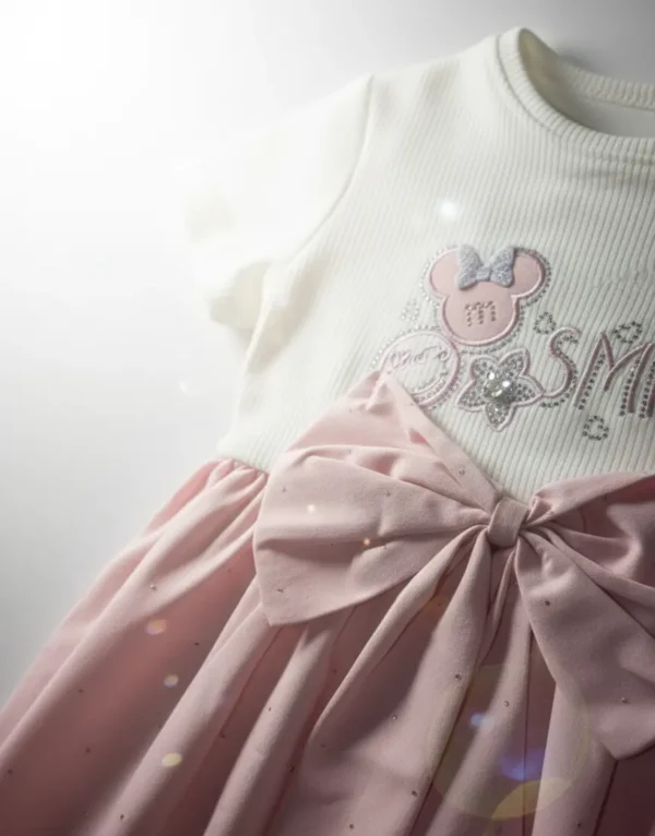 Hone Baby Smile Frock for Girls – Adorable Pink Party Dress, Knee Length, Cotton Blend Outfit bow view