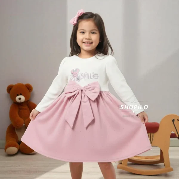 Hone Baby Smile Frock for Girls – Adorable Pink Party Dress, Knee Length, Cotton Blend Outfit how it looks