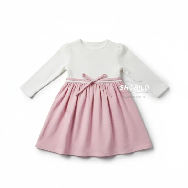 Hone Baby Smile Frock for Girls – Adorable Pink Party Dress, Knee Length, Cotton Blend backside