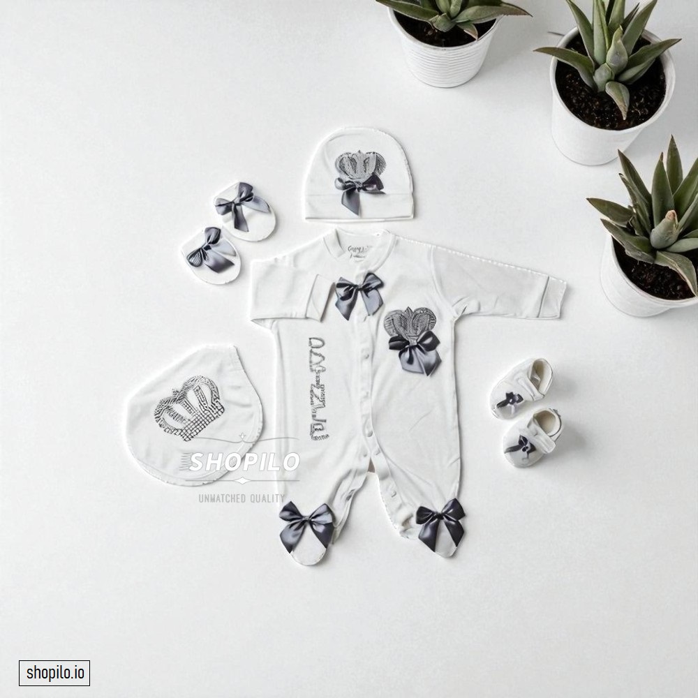 Newborn Baby Boy Gift Set 5 Piece Prince Outfit – Turkish Style complete set featured image