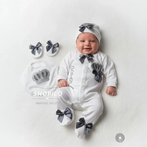Newborn Baby Boy Gift Set 5 Piece Prince Outfit – Turkish Style pack how it looks