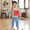 Toddler Boys Cartoon Bear Print Sweatshirt & Denim Pants Set – 2Pcs Baby Outfit how ti looks wearing