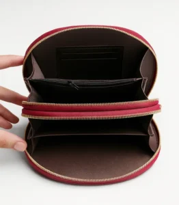Women’s Semi-Circular Zip Wallet with 4 Compartments - 4 PCS Handbag, Strap, Chain & Bear inner view (1)