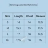 batman logo jacket size chart
