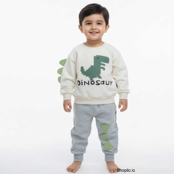 Cute Dinosaur Printed Winter Tracksuit - Sweatshirt & Jogger Pants - Imported how it looks featured image