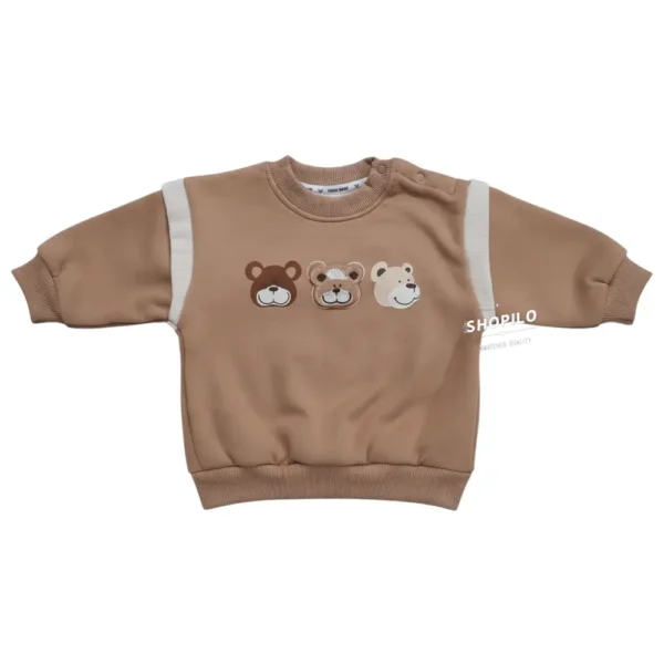 Imported Baby Bear Accent Winter Tracksuit for Infants 2 Piece - Brown Color SHIRT only
